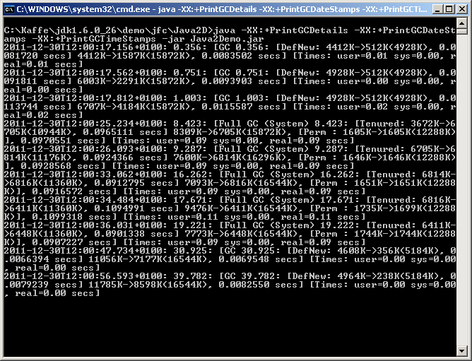 A JVM -XX:PrintGCDetails paraméterrel
indítva